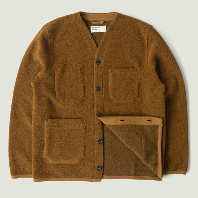 Wool Fleece Cardigan Mustard