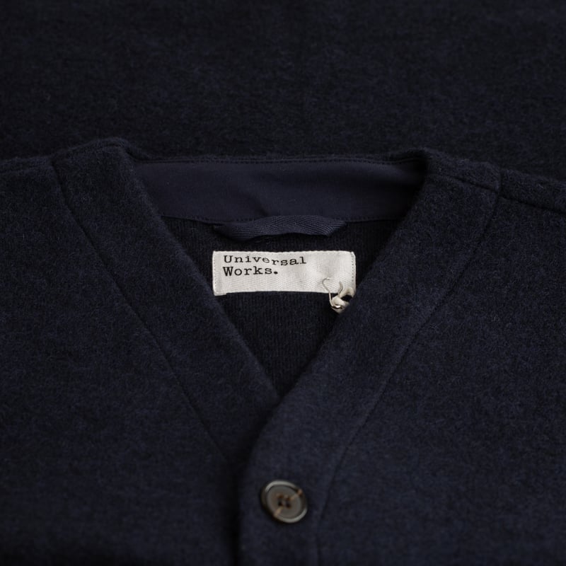 Navy Wool Fleece Cardigan