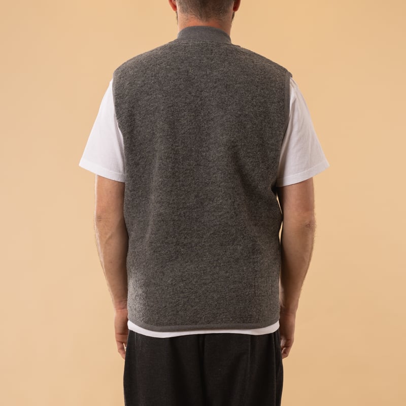 Wool Fleece Zip Waistcoat in Grey Marl