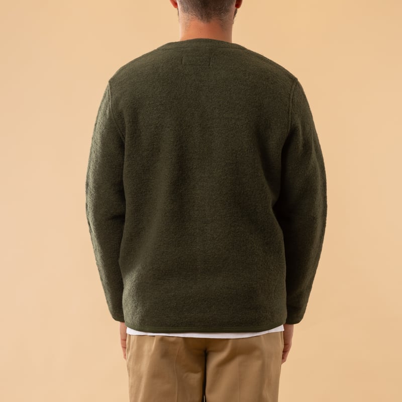 Wool Fleece Cardigan Olive