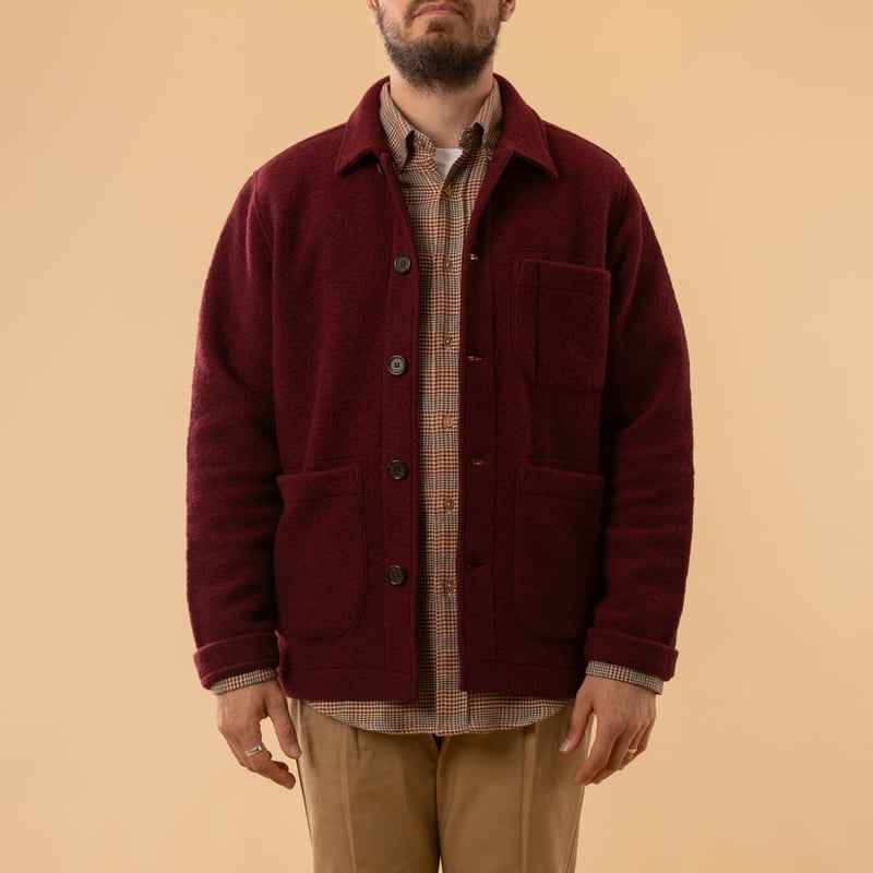 Wool Fleece Field Jacket Deep Red