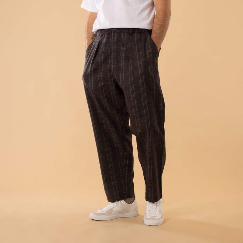 Twist Wool Check Oxford Pant Brown