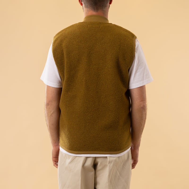 Wool Fleece Zip Waistcoat Mustard