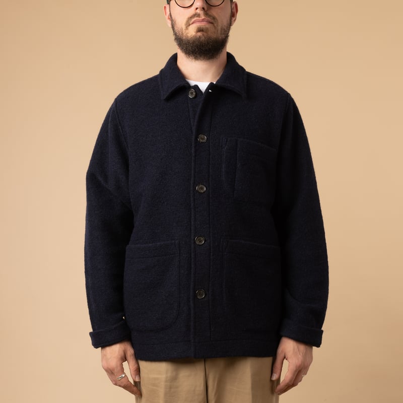 Navy Wool Fleece Field Jacket