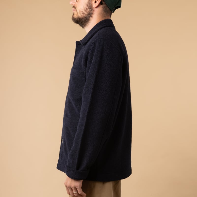 Navy Wool Fleece Field Jacket