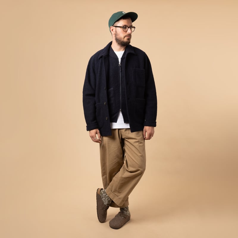 Navy Wool Fleece Field Jacket