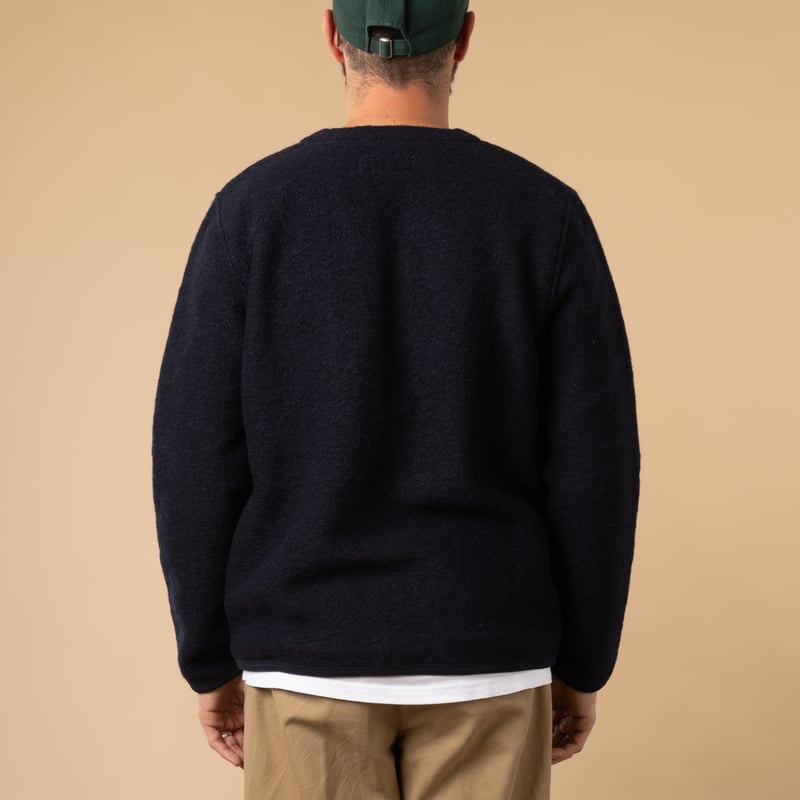 Navy Wool Fleece Cardigan