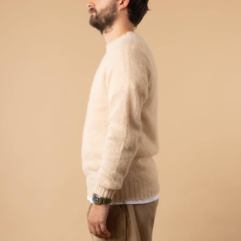 HARLEY OF SCOTLAND X FLANEURS / Shaggy Crew Neck Sweater Oatmeal