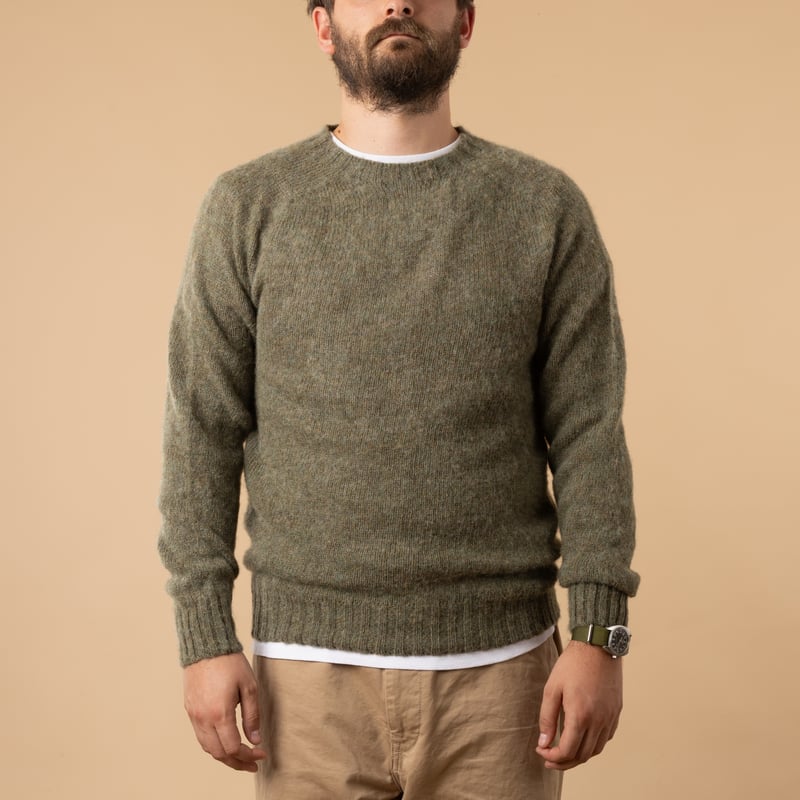 HARLEY OF SCOTLAND X FLANEURS / Shaggy Crew Neck Sweater Heath
