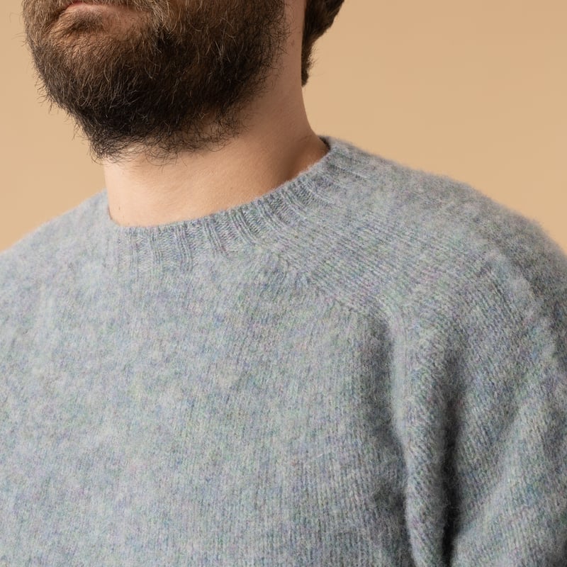 pull col rond HARLEY OF SCOTLAND Shaggy Sea Pearl de près