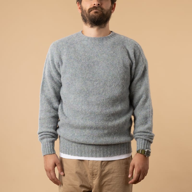 pull col rond HARLEY OF SCOTLAND Shaggy Sea Pearl de face