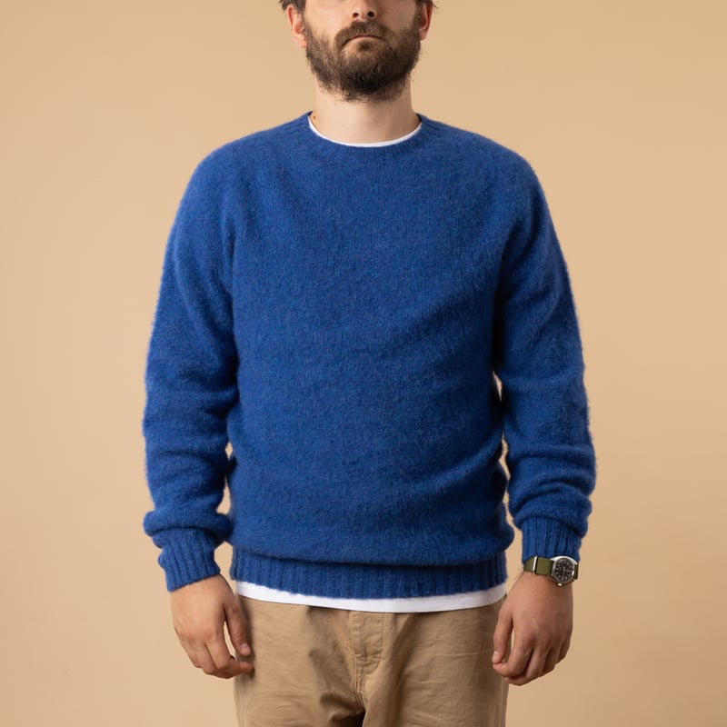 pull shaggy HARLEY OF SCOTLAND couleur bleu ocean force de face