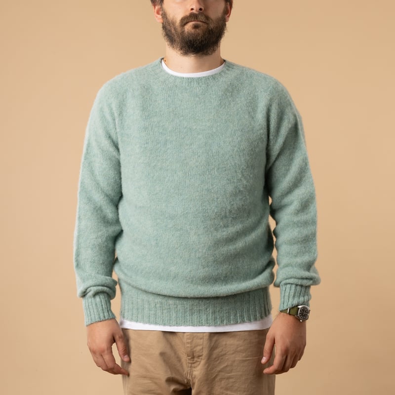 Harley of Scotland Fauna color shaggy sweater, front view
