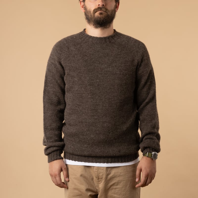 pull shetland Voe Harley of Scotland flâneurs couleur Grey de face