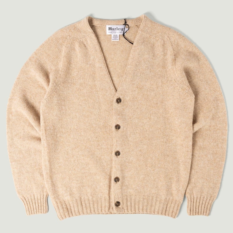 Cardigan en laine HARLEY OF SCOTLAND Saddle Shoulder V couleur Tusk_vignette
