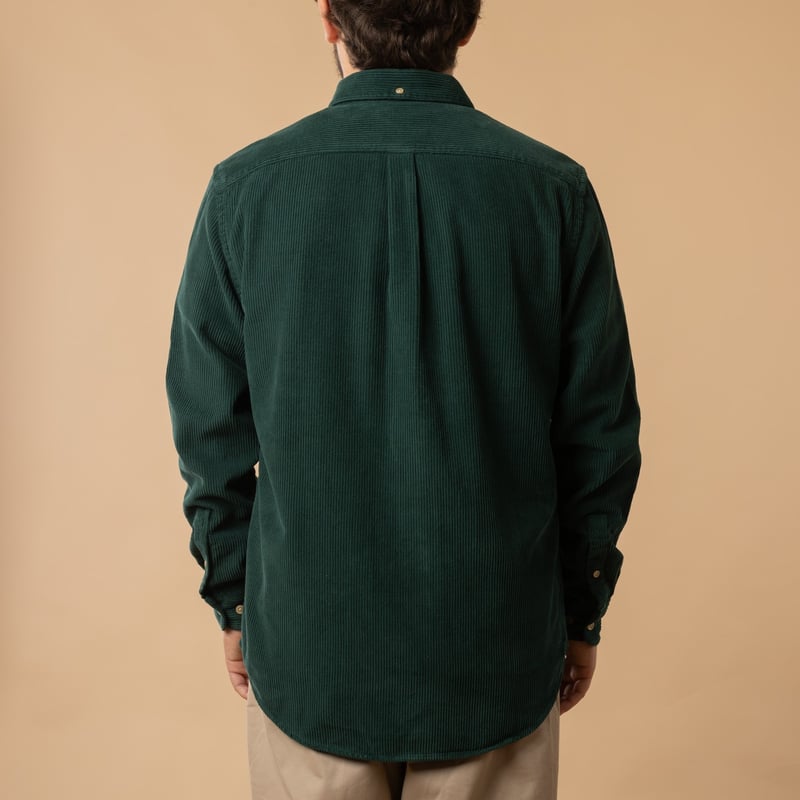 Portuguese Flannel Lobo corduroy shirt in Green, back view