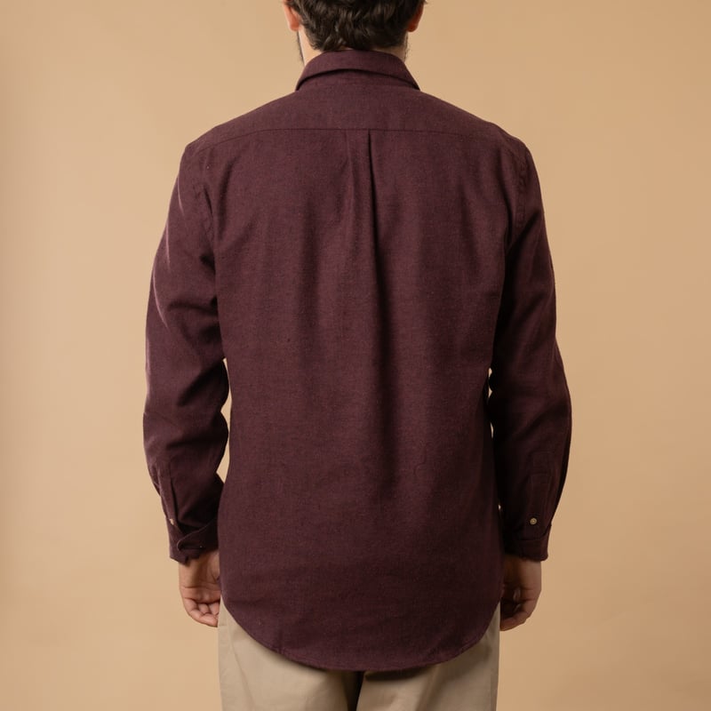 Portuguese Flannel Teca Shirt in Bordeaux color, back view