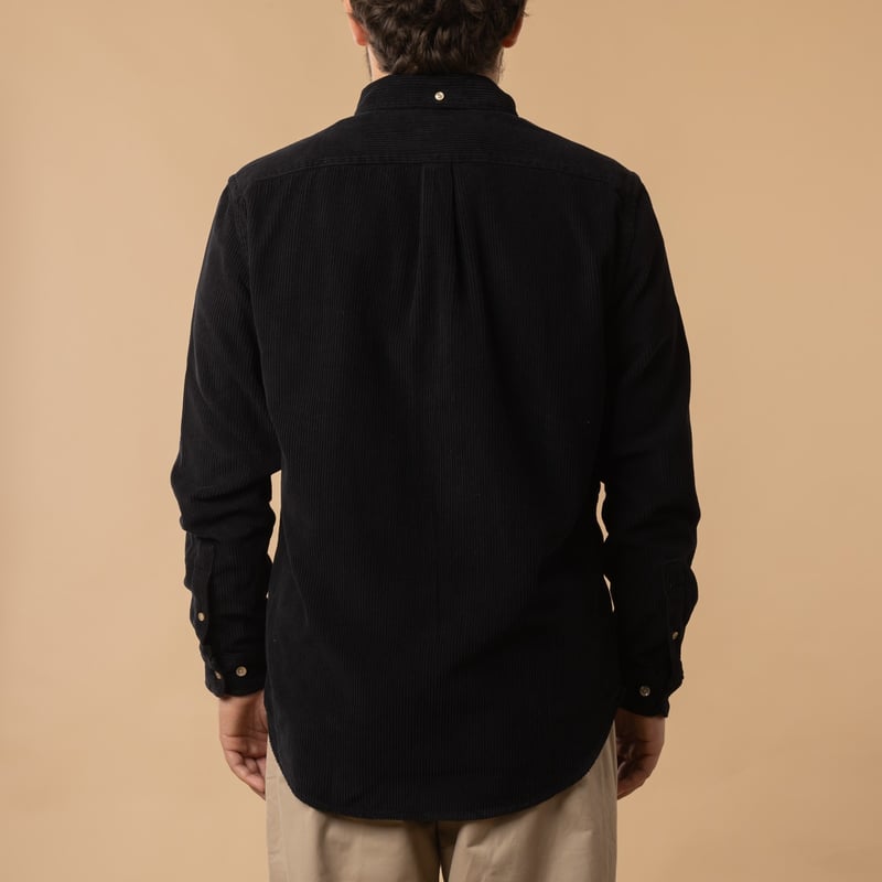 Portuguese Flannel Lobo cotton shirt in Black, back view