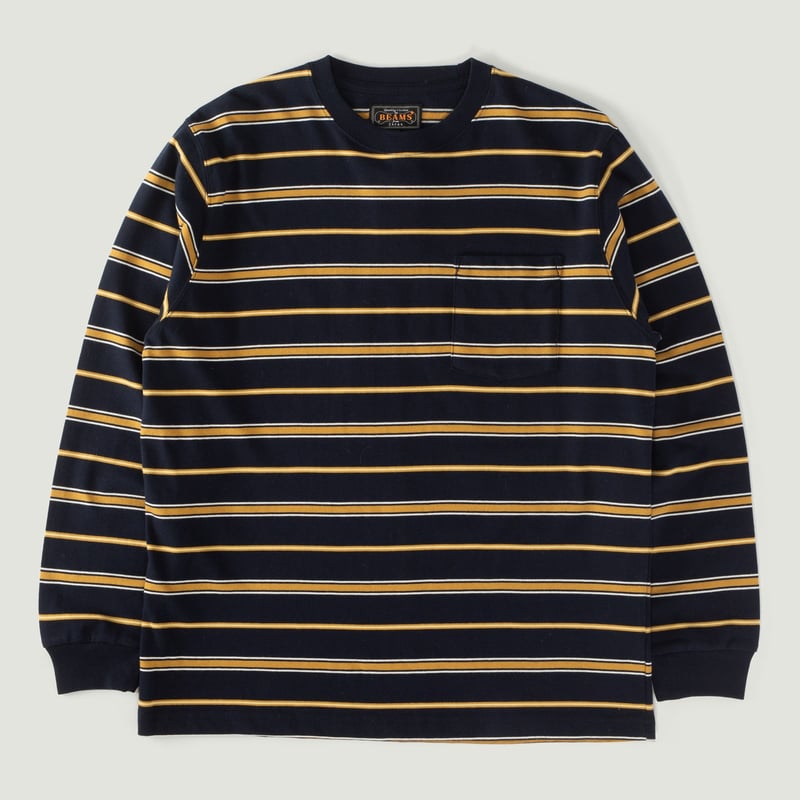 BEAMS PLUS Flâneurs Pocket Tee Multi Stripe Navy
