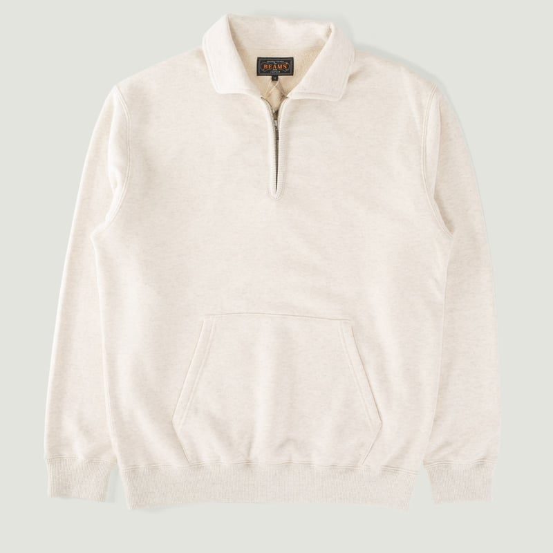 Vignette-flâneurs-BEAMS-PLUS-flâneurs-Sweat-Half-Zip-Oatmeal