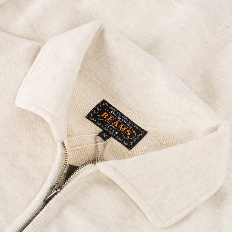 Beams Plus fw24 flâneurs Sweat Half Zip Oatmeal label