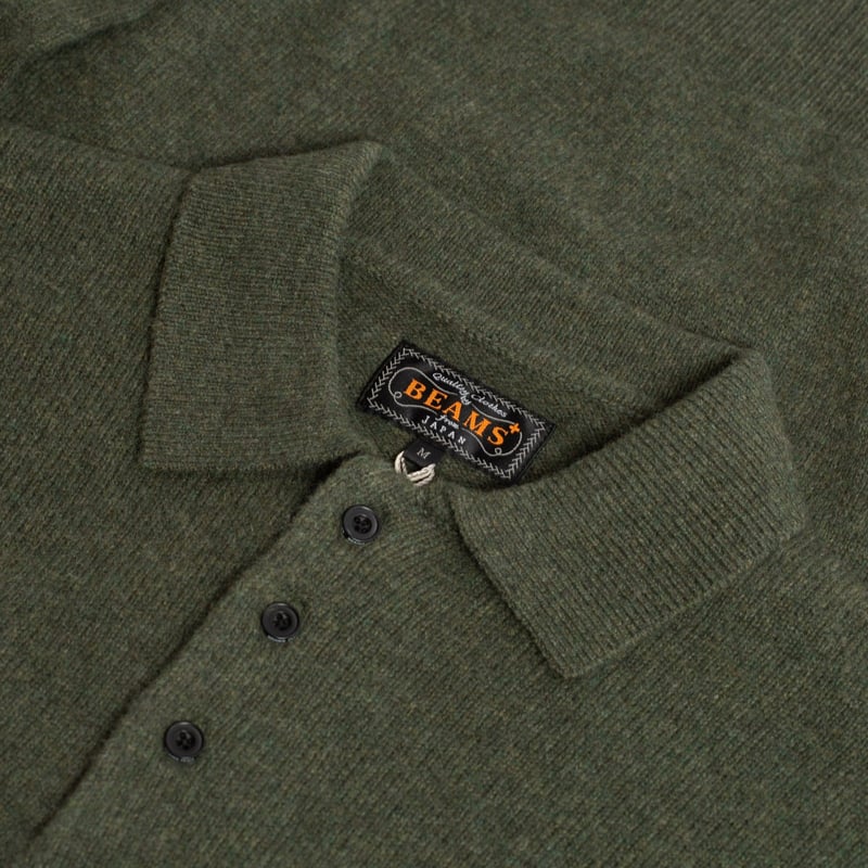 Beams Plus fw24 flâneurs-Knit pull col Polo 9G Green label