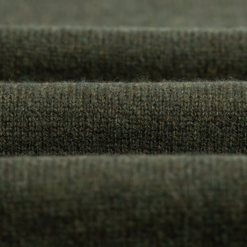 Beams Plus FW24 Knit Polo Collar Sweater 9G Green Closeup
