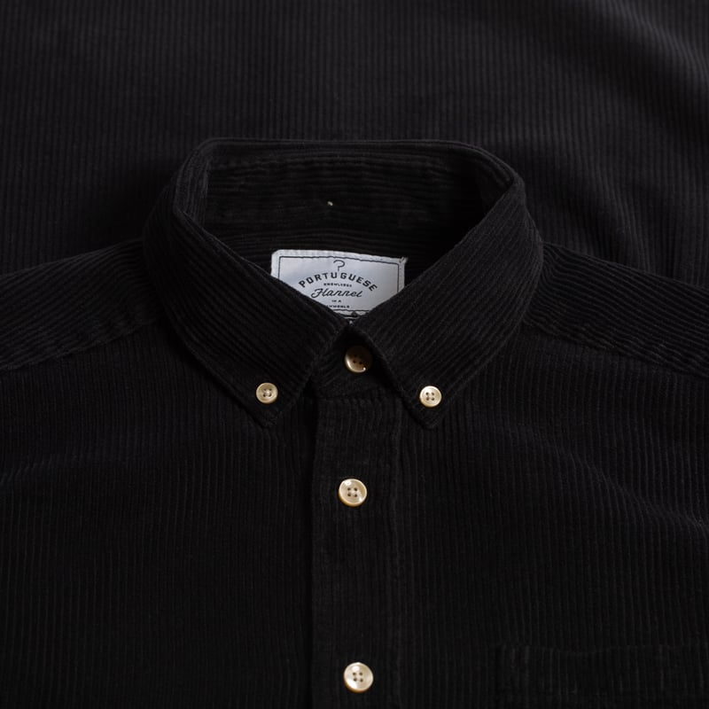PORTUGUESE FLANNEL - Lobo Black Velvet Shirt - Flaneurs Collection