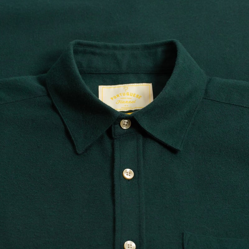 Velvet Collar Shirt - Flâneurs - PORTUGUESE FLANNEL Teca Shirt Green
