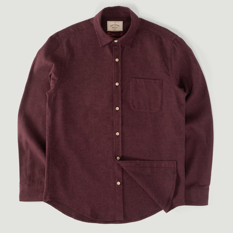 Flannel Shirt - Portuguese Flannel - Teca Shirt - Bordeaux Thumbnail