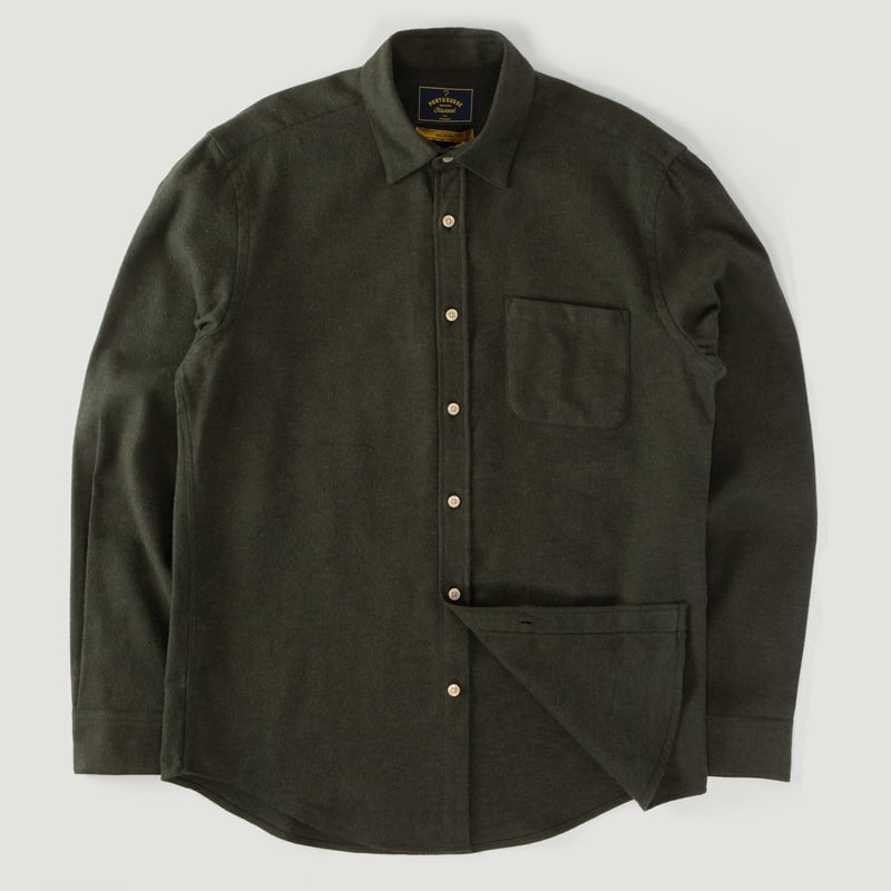 velvet shirt-loafers-PORTUGUESE FLANNEL Teca Shirt Moss Green