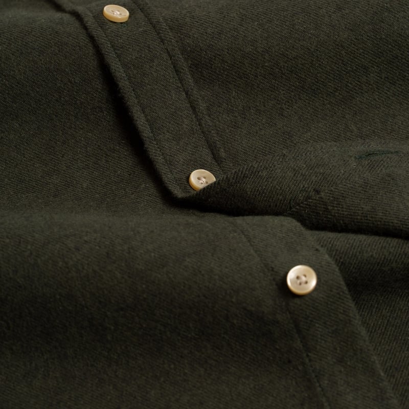 velvet shirt - loafers - PORTUGUESE FLANNEL Teca Shirt Moss Green fabric