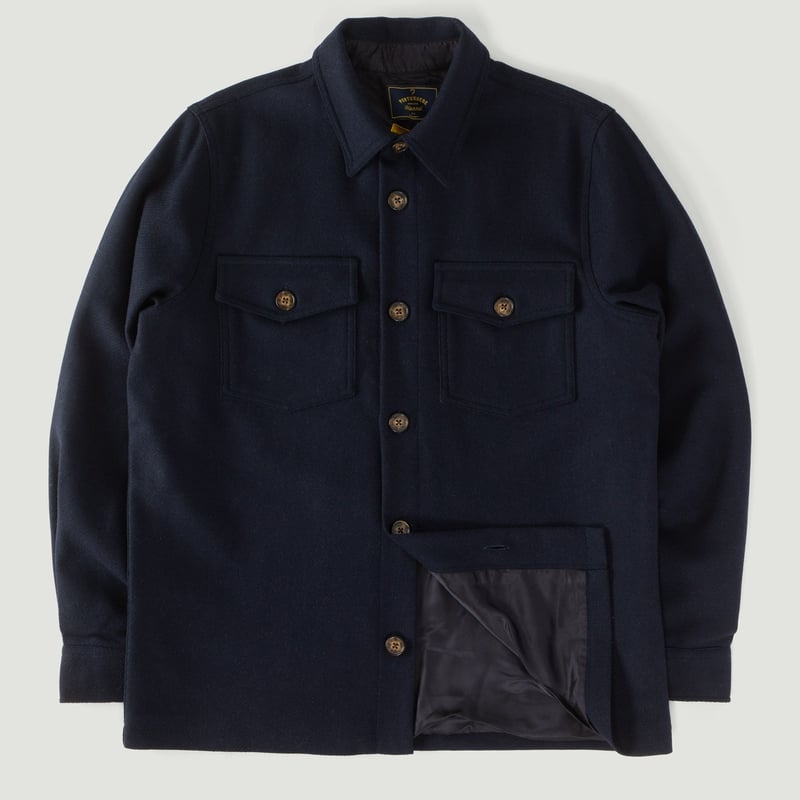 PORTUGUESE FLANNEL - Flaneurs - Vignette - Wool Field Overshirt - Navy