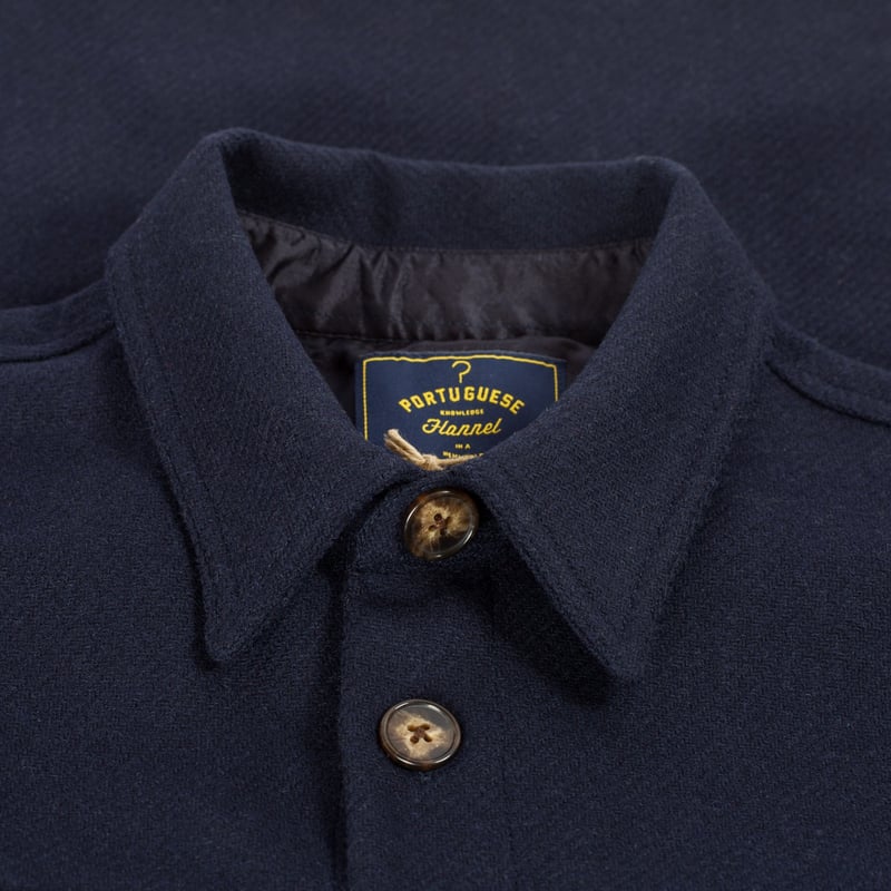 Portuguese Flannel Flaneurs Vignette Wool Field Overshirt - Navy Color