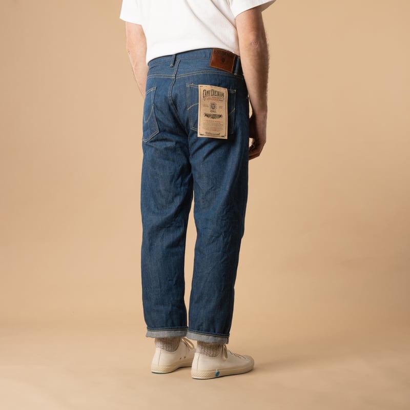 ONI DENIM 570-OFBD Classic Straight 13.7oz Old Faded Blue Denim Jeans from the back