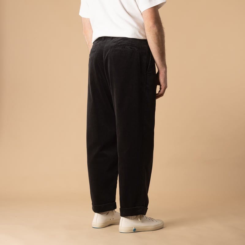 2 Pleats Corduroy Trousers Charcoal Grey