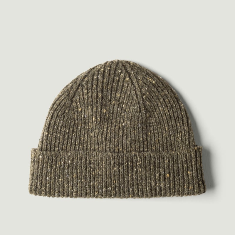 MACKIE Ardara wool beanie hat in moss color