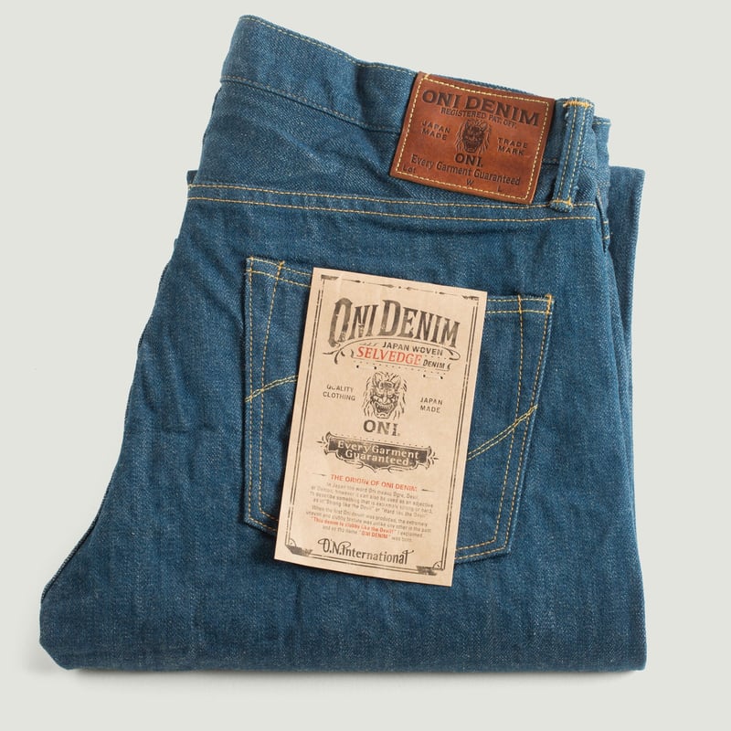 vignette Jean selvedge ONI DENIM 570-OFBD Classic Straight 13.7oz Old Faded Blue Denim de face