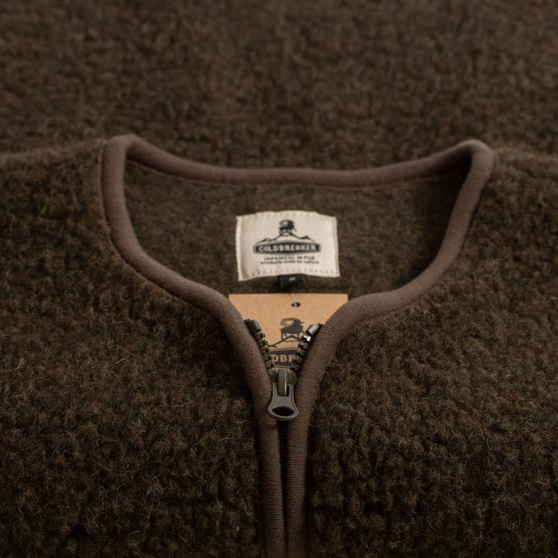 Coldbreaker sleeveless wool jacket - Pepitko khaki color