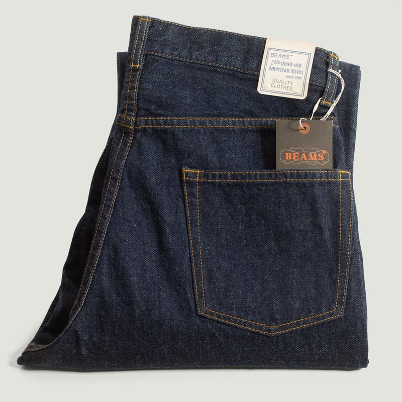 Caption: BEAMS PLUS Wide 5-Pocket Indigo Denim Jeans Flâneurs