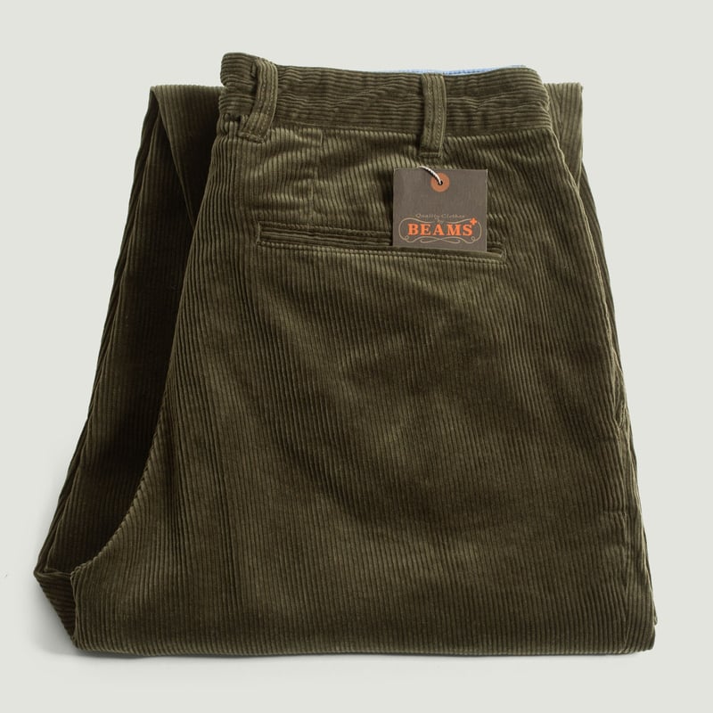 2 Pleats Corduroy Trousers Dark Green