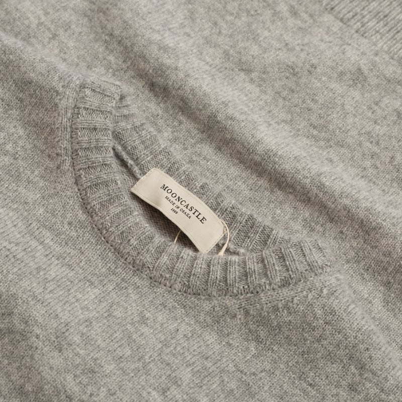 Mooncastle Japanese Sweater - Wool and Cashmere - Round Neck Light Grey