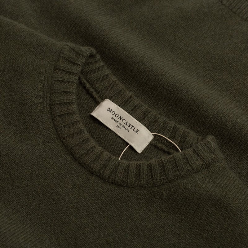 Mooncastle Japanese Sweater - Wool and Cashmere - Round Neck Moss Green