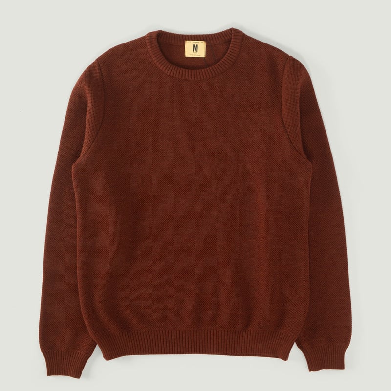 Round-neck sweater "Youri" in brick color with vignettes of strollers