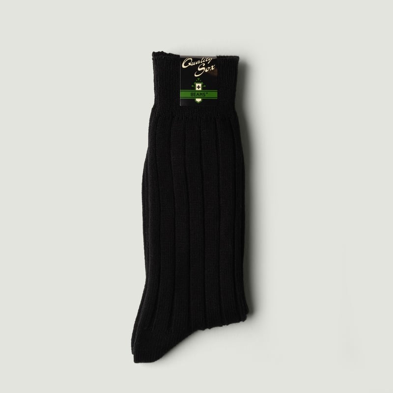 Product Description: Beams Plus - Solid Rib Socks Black