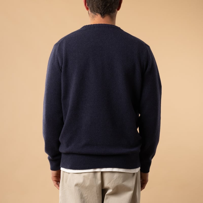 Flâneurs-Mooncastle-Japanese Sweater-Wool and Cashmere-Round Neck-Plum-Back View