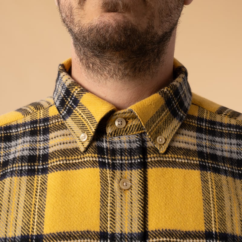 Chemise en flannel_PORTUGUESE FLANNEL - Faru Shirt couleur Yellow_détail-col