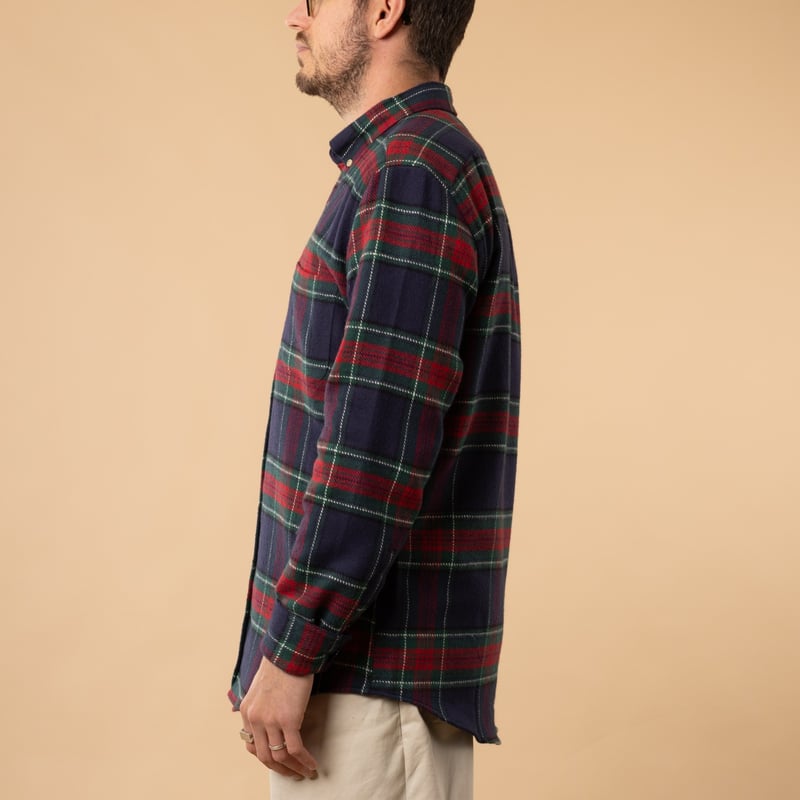 Chemise en coton_PORTUGUESE FLANNEL / Faru Shirt couleur Blue_de profil