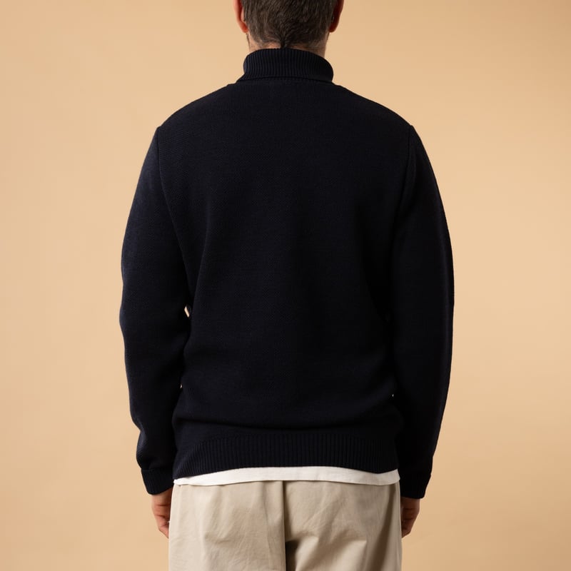 Flâneurs - Turtleneck Sweater - Youri - Navy - Back View