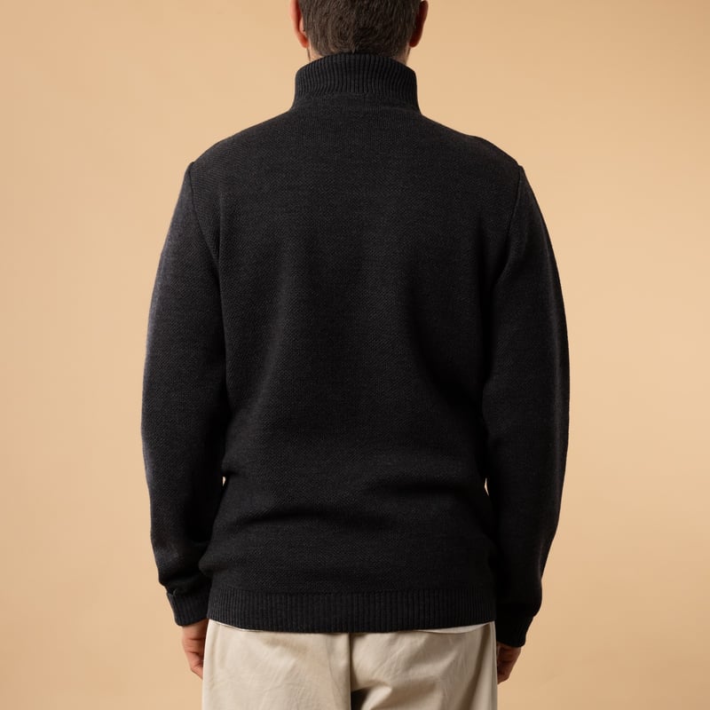 NITTO KNITWEAR / Youri Anthracite Trucker Sweater from the back
